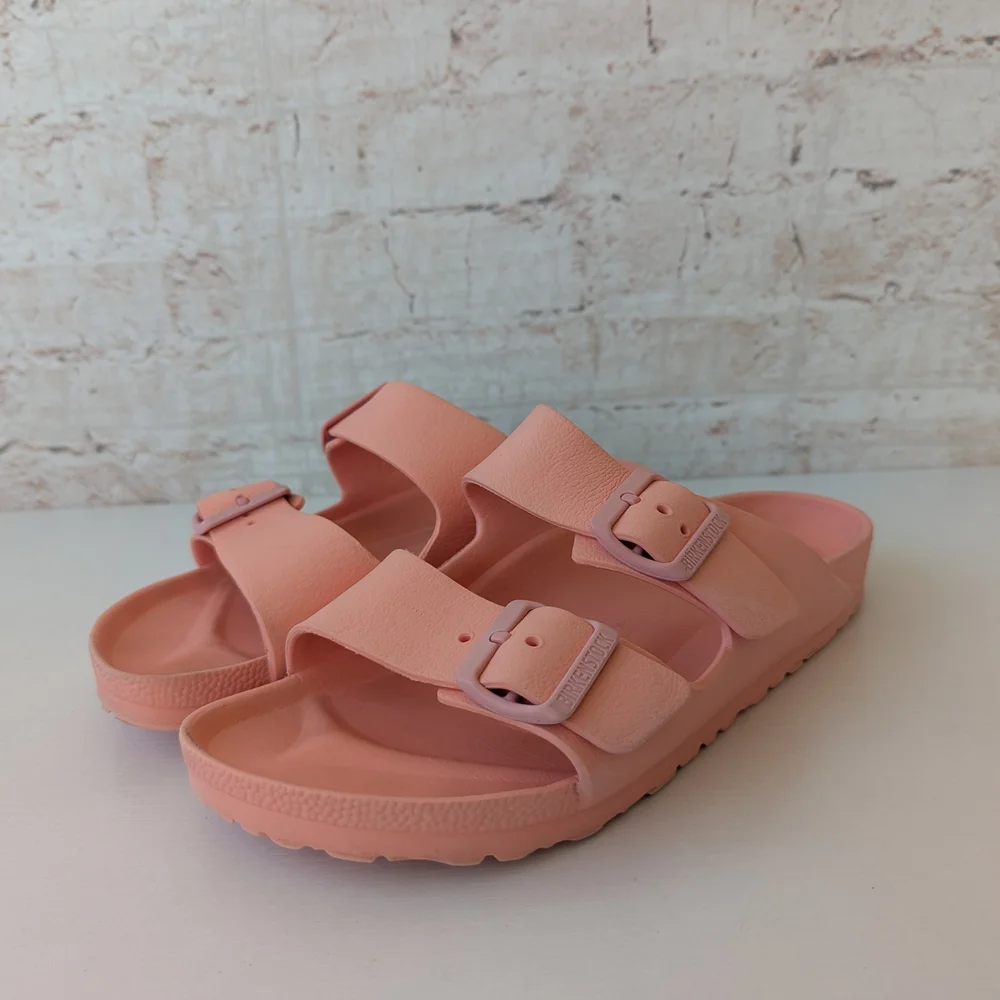 Birkenstock Arizona EVA sandals in the color Coral Peach or Fondant Pink. - Picture 1 of 12